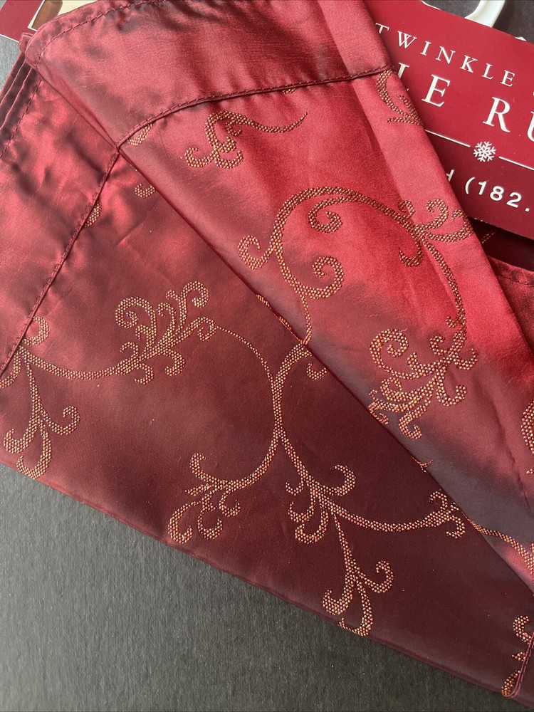 NWT Twinkle Scroll Doubled Fabric Poly Burgundy Gold 72"x13"