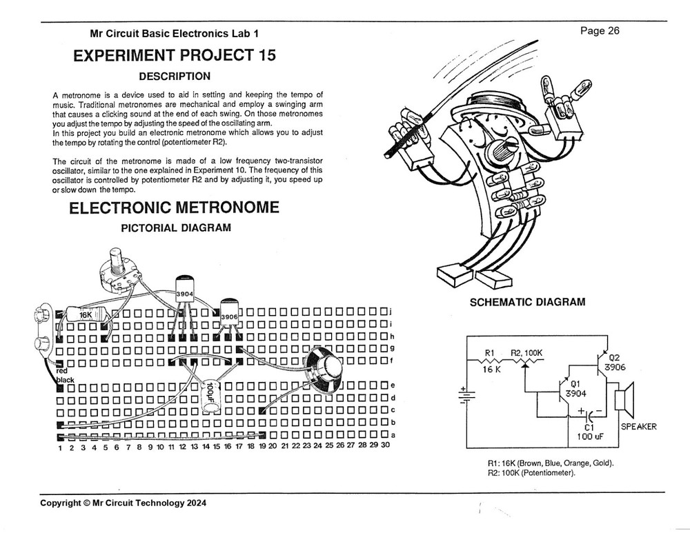 MC1-15 ** Mr Circuit Science ** Experiment Kit -ELECTRONIC METRONOME