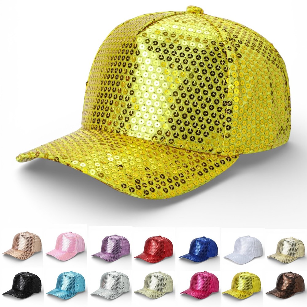 Sparkly Sequin Baseball Cap Snapback Adjustable Visor Hat Women Bling Glitter