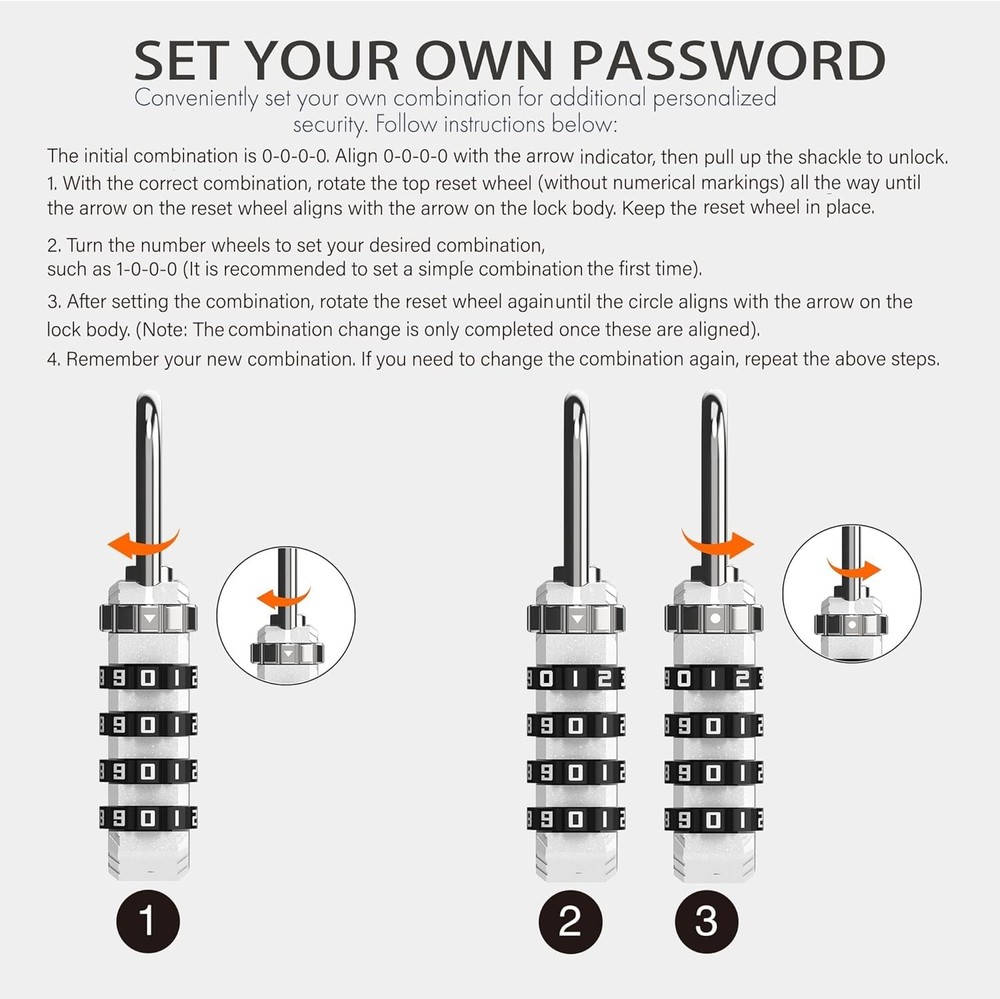 Combination Lock for Locker, Gym Lock with Code, Small Combination Padlock for L