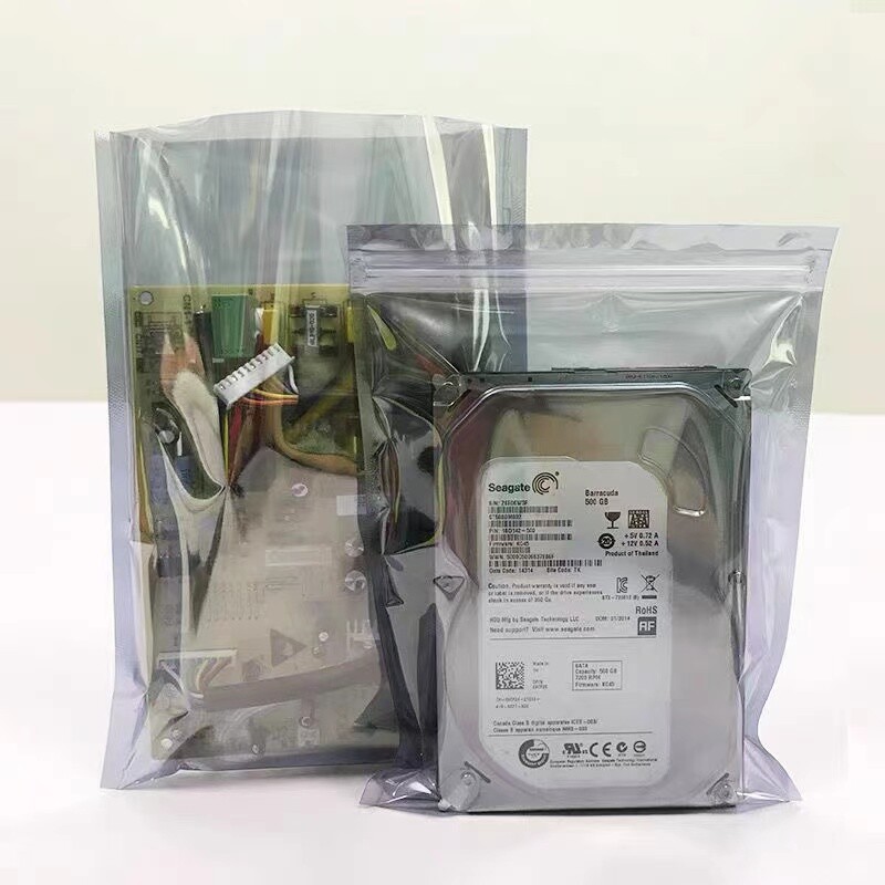 Anti-Static ESD Shielding Silver Zip-Lock Reclosable Bags For Small Electronics