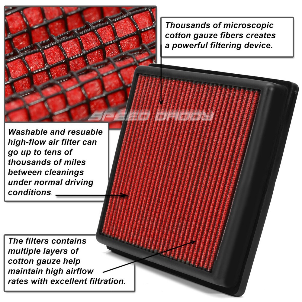 FOR COROLLA/MATRIX/LOTUS RED REUSABLE/WASHABLE DROP IN AIR FILTER PANEL