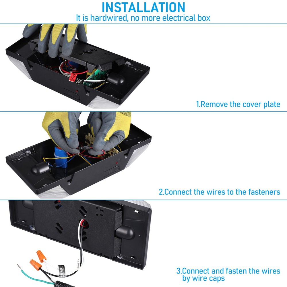 2 Pack LED Commercial Emergency Lights, Battery Backup Exit Light, Black