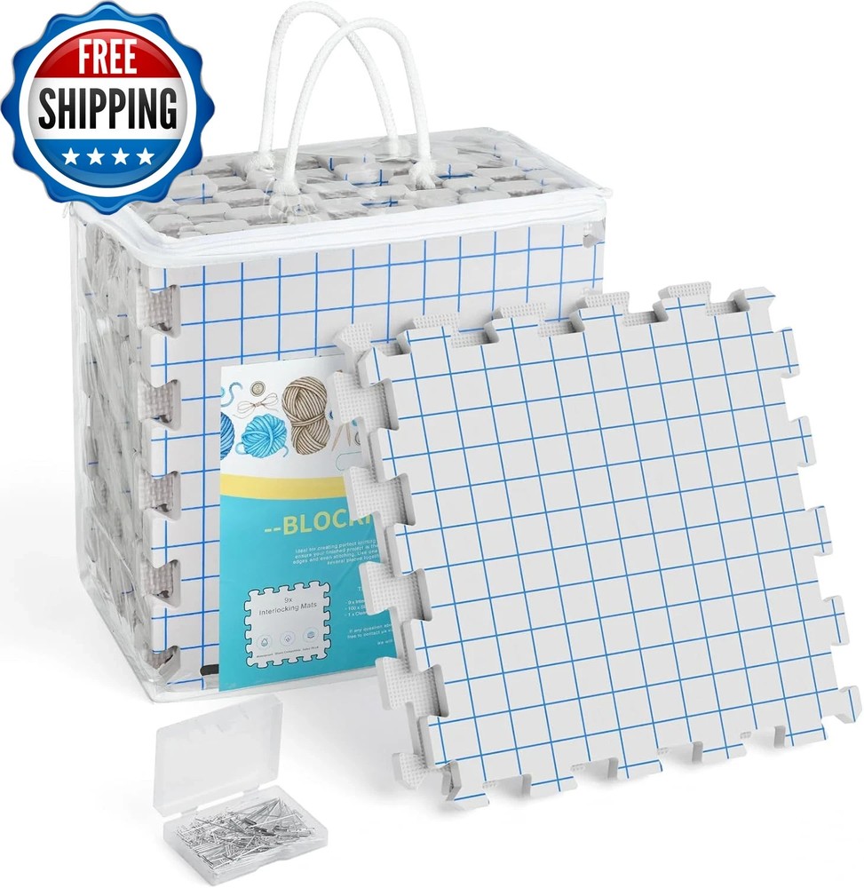 Blocking Mats for Knitting, Extra Thick Knitting Blocking Mat with Grid Lines, 9