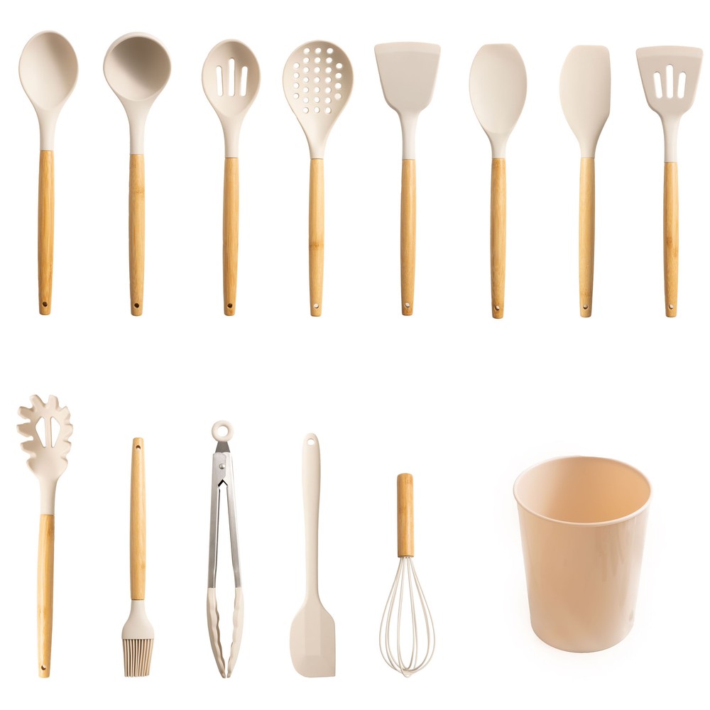 Mainstays 14pc Silicone & Bamboo Cooking Utensil Set Kitchen Tools
