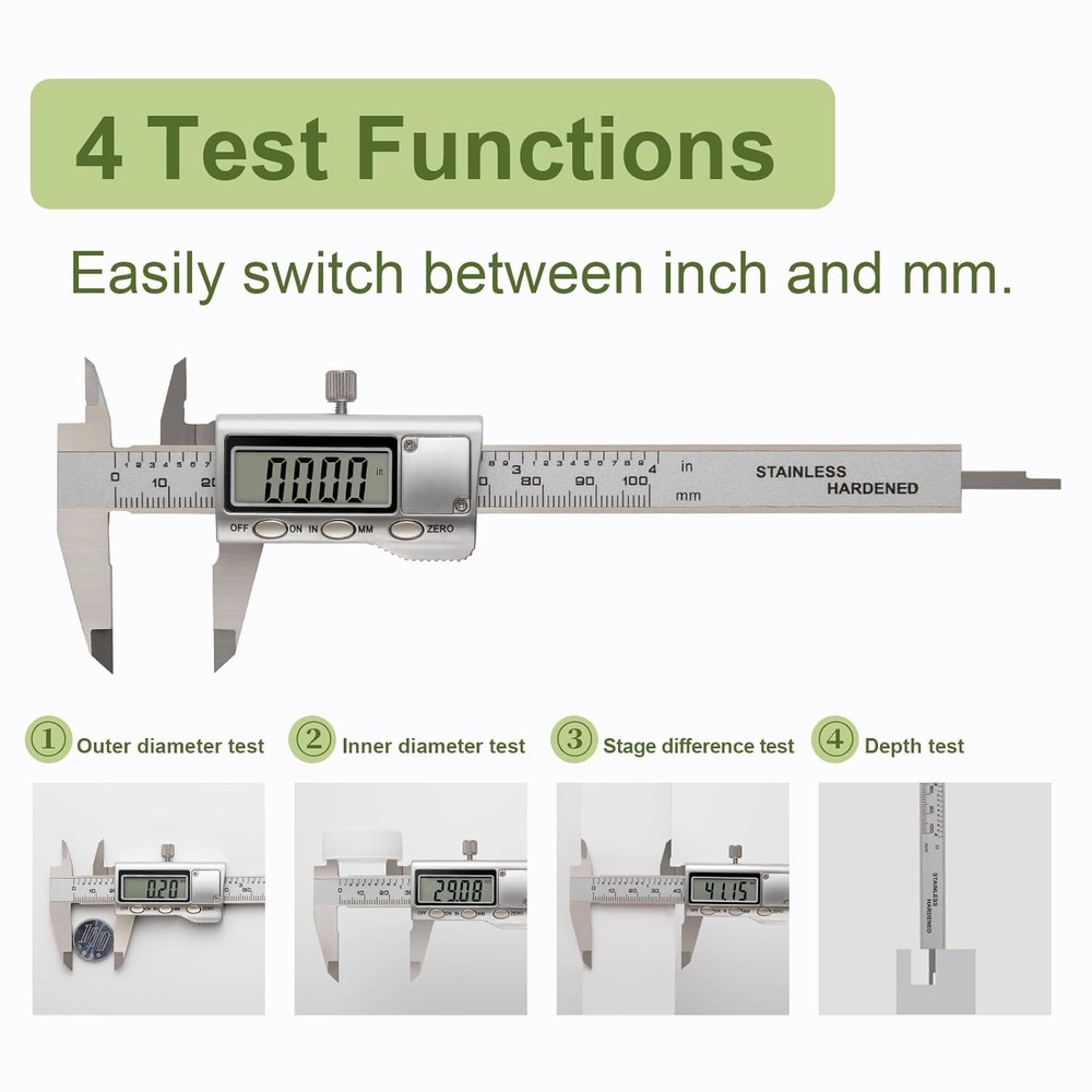 All-Metal Small Digital Caliper 0-4" Mini Measuring Tool, Micrometer Caliper...