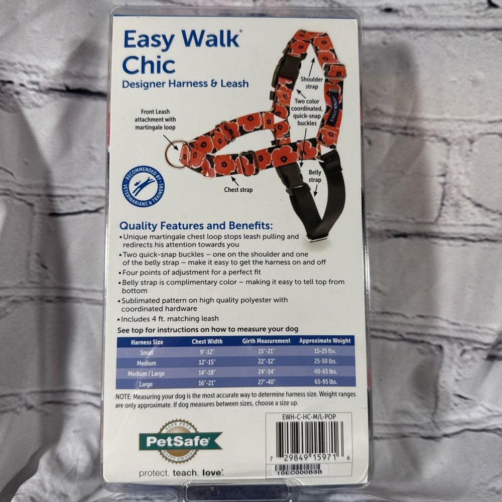 PetSafe Designer Easy Walk Chic Harness & Matching Leash Medium/Large