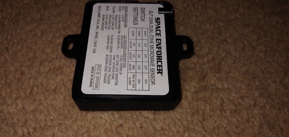 SECO-ALARM DUAL ZONE MICROWAVE SENSOR, 4 WIRES, Space Enforcer, NEW!