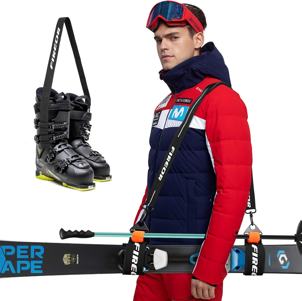 Ski Carrier Strap Set Snowboard Pole Boot Sling Adjustable Shoulder Kit
