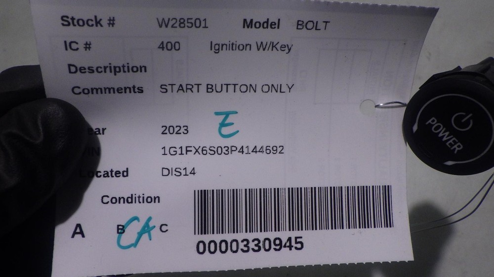 23 CHEVROLET BOLT Ignition W/Key