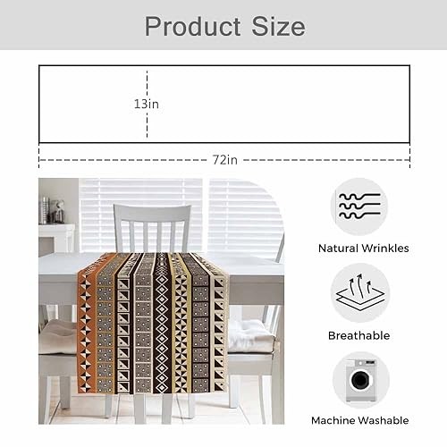 HOSNYE Table Runner Abstract African Geometric Patterns,Cotton pattern-B001