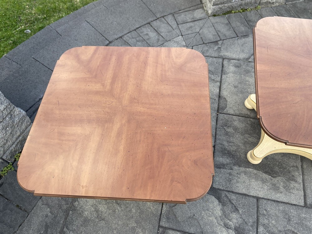 Vintage Henredon Neo Classical Regency Walnut Pillar End Tables - A Pair