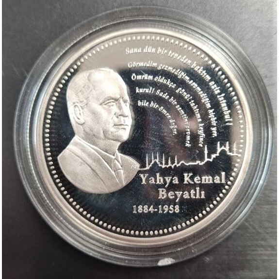 Turkey 2008, YAHYA KEMAL BEYATLI, SILVER, UNC, Commemorative Coin, 925Ag, Coa