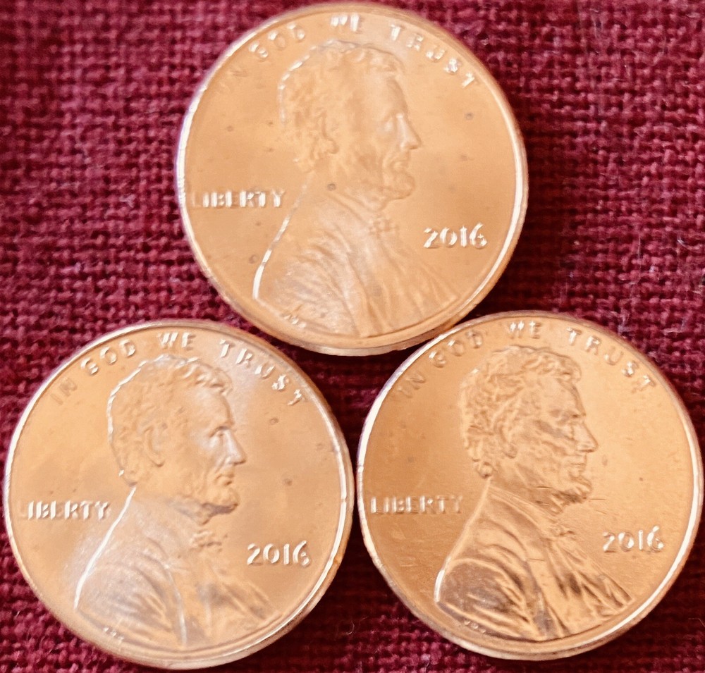 2016-P Lincoln Shield Cent Uncirculated BU - Lot Of Three