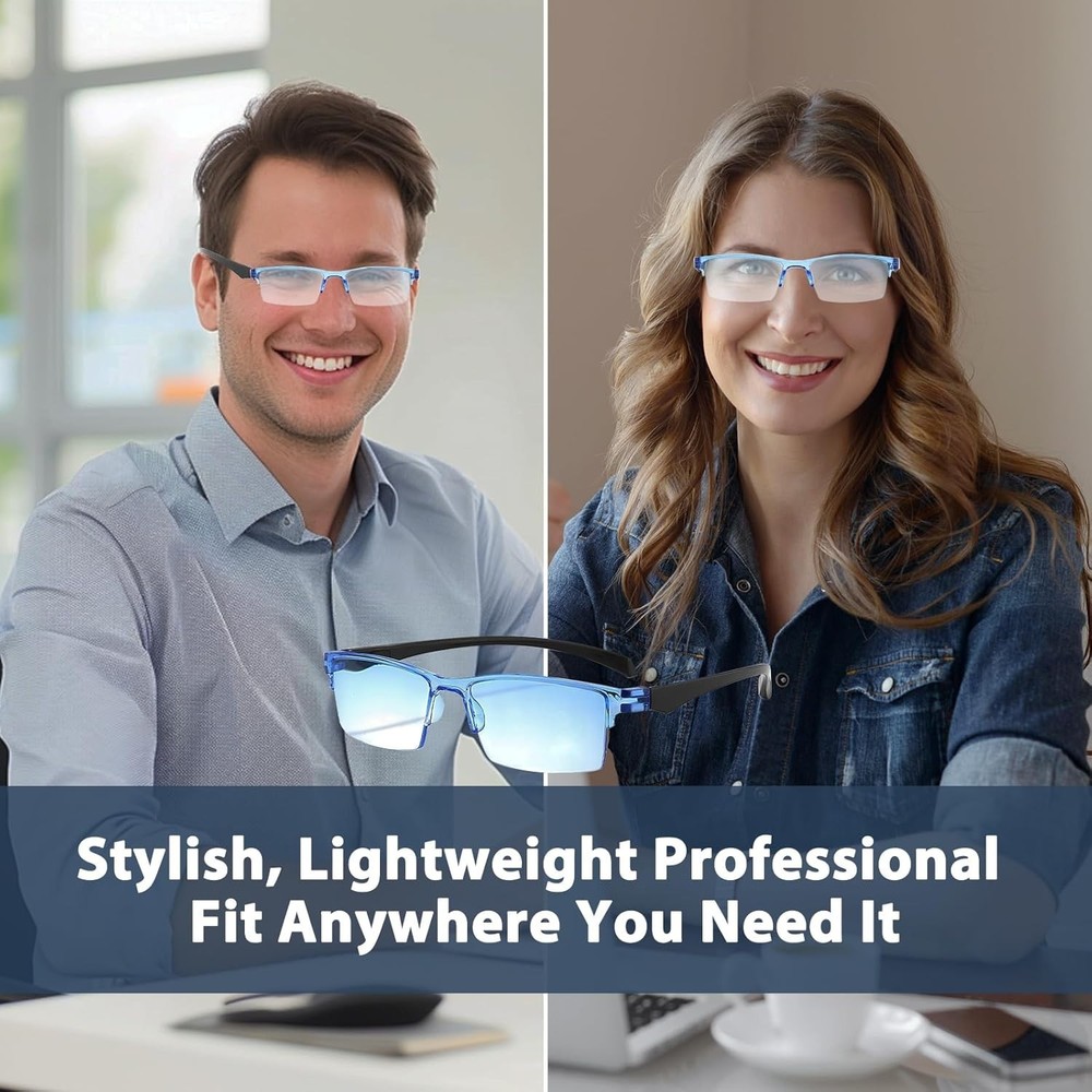 2 Pcs Auto Focus Reading Glasses, Self-Adjusting Presbyopia, Anti-Blue Light