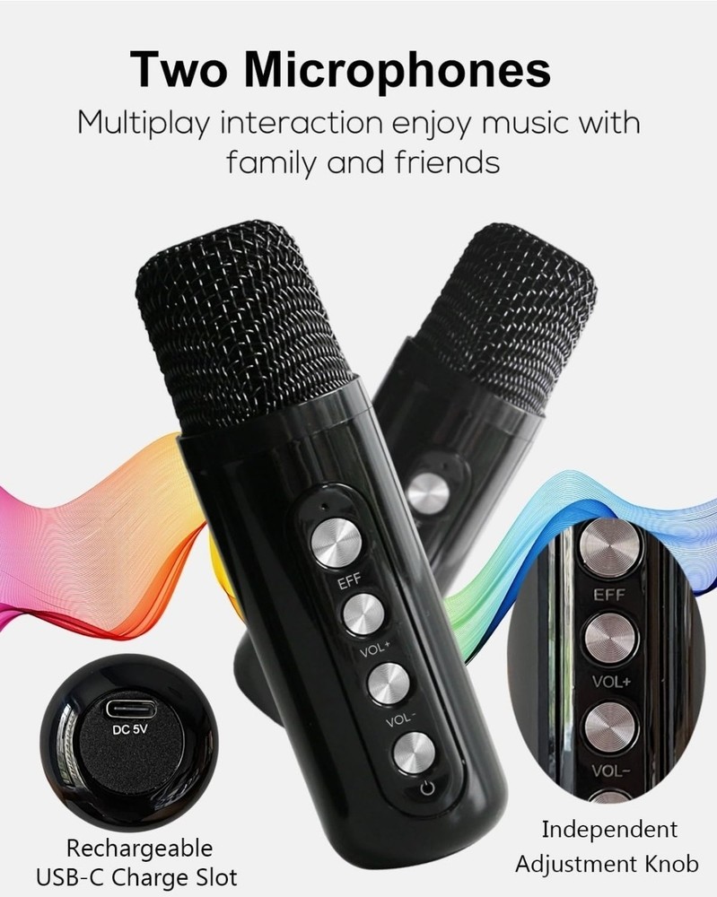 Bluetooth Karaoke Speaker with Two Wireless Microphones