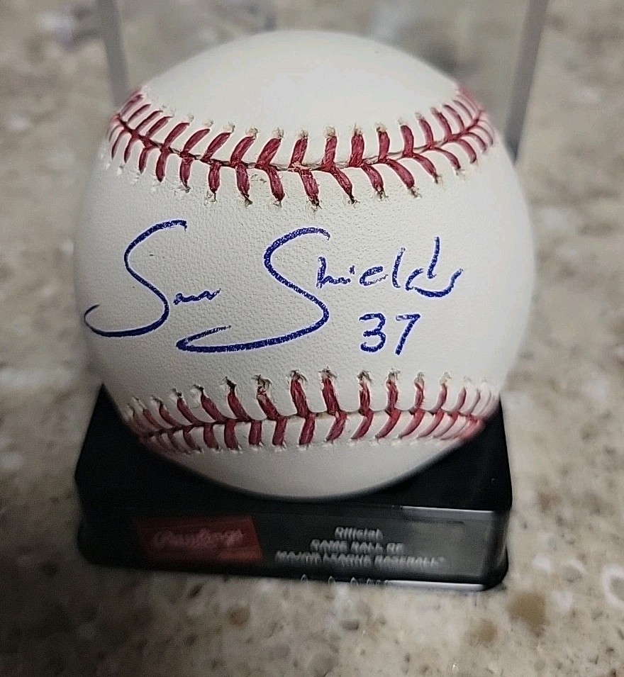 SAM SHIELDS AUTOGRAPHED MLB BASEBALL NO COA AUTHENTIC GREEN BAY PACKERS W/CUBE