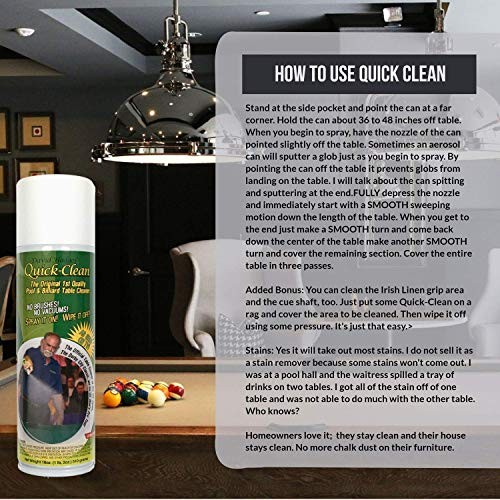 Quick Clean Pool Table Felt Cleaner Spray - Great for Pool Felt Cleaner