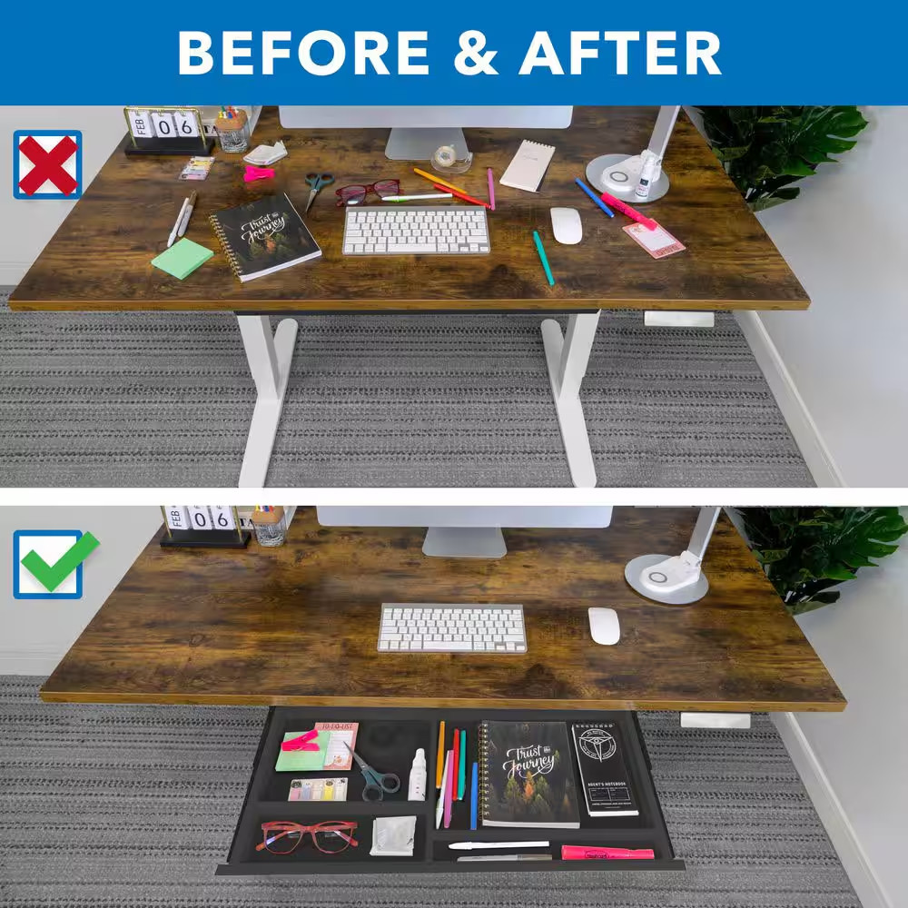 Black under Desk Drawer with 4 Compartments