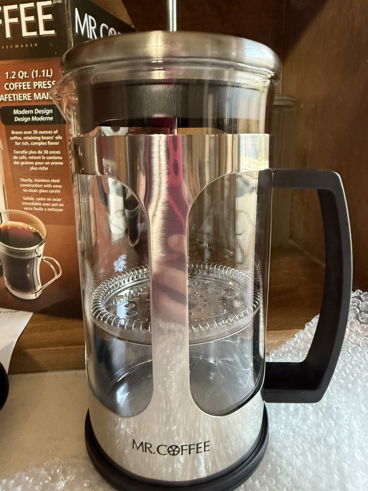 Mr. Coffee 1.2 Qt. Coffee Press Modern Design. Dishwasher Safe