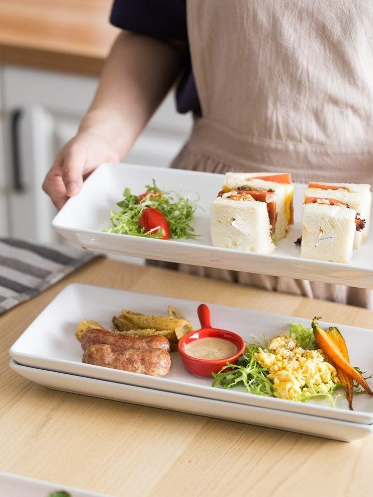 Versatile 14-Inch Rectangular Serving Trays - Perfect for Appetizers & Desserts