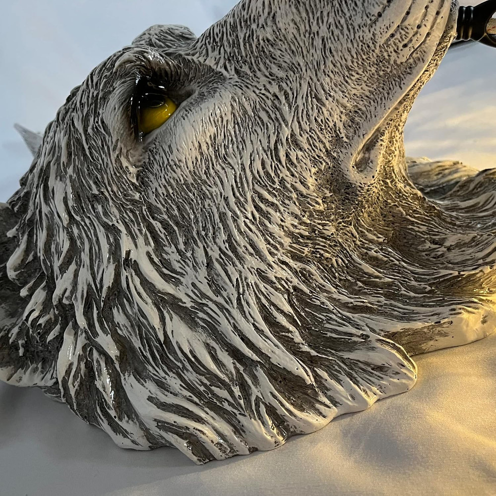 Rustic Wolf Wall Sconce with Crystal Shade - Farmhouse Decorative Light