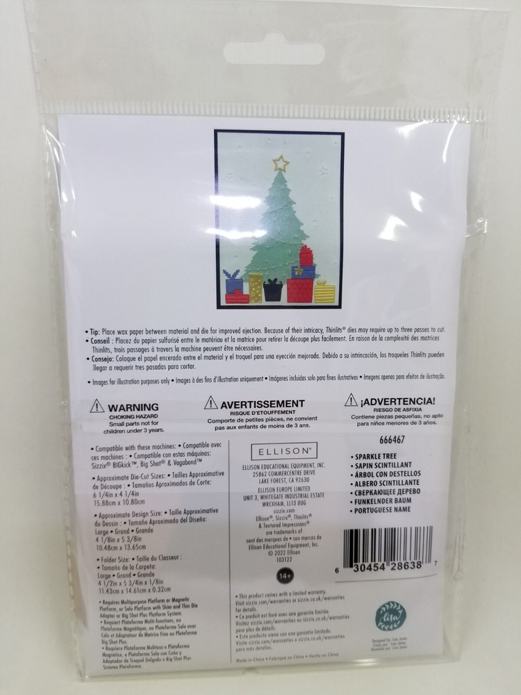 SI1 Sizzix Thinlits Textured Impressions Sparkle Tree Lisa Jones New Christmas