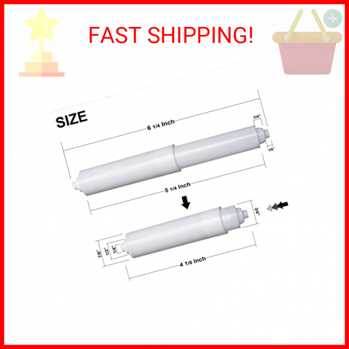 2 Pack - 6-1/4" White Toilet Paper Holder Spring Loaded Roller Replacement (A-26