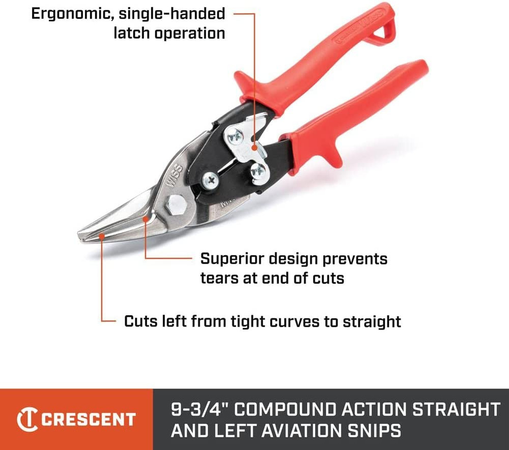 Crescent 9-3/4" Metalmaster Compound Action Straight and Left Aviation Snips -