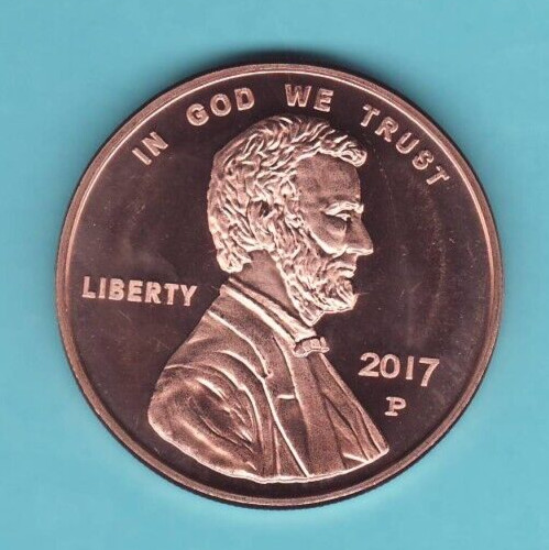 2017 P  Penny Cent Design  1 oz  Copper Round Coin