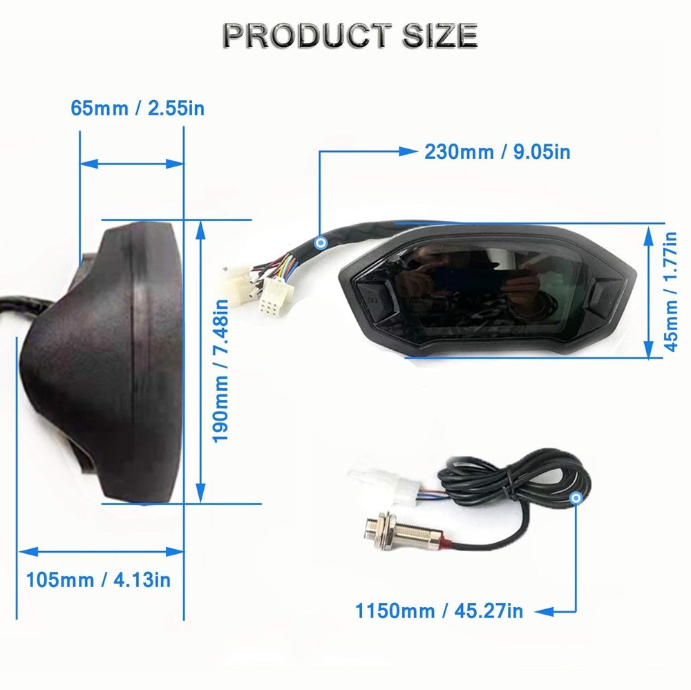 Real Color Digital Motorcycle Speedometer 199 Kph Mph Universal Speedometer...