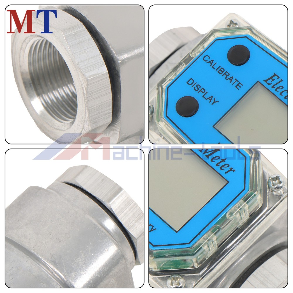 2.6-26 GPM Digital Turbine Flow Meter For Liquid Flow Meter w/ 3/4 Interface 1"