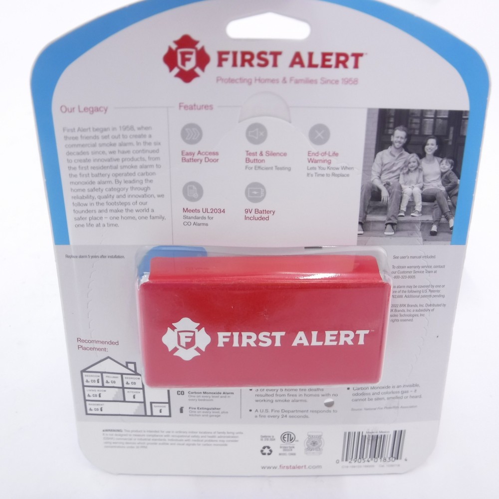2 Pack First Alert Carbon Monoxide Alarms w/Battery White