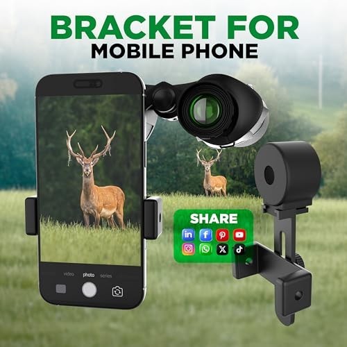 High-Powered 20x50 Binoculars with Smartphone Adapter - Waterproof Compact for B