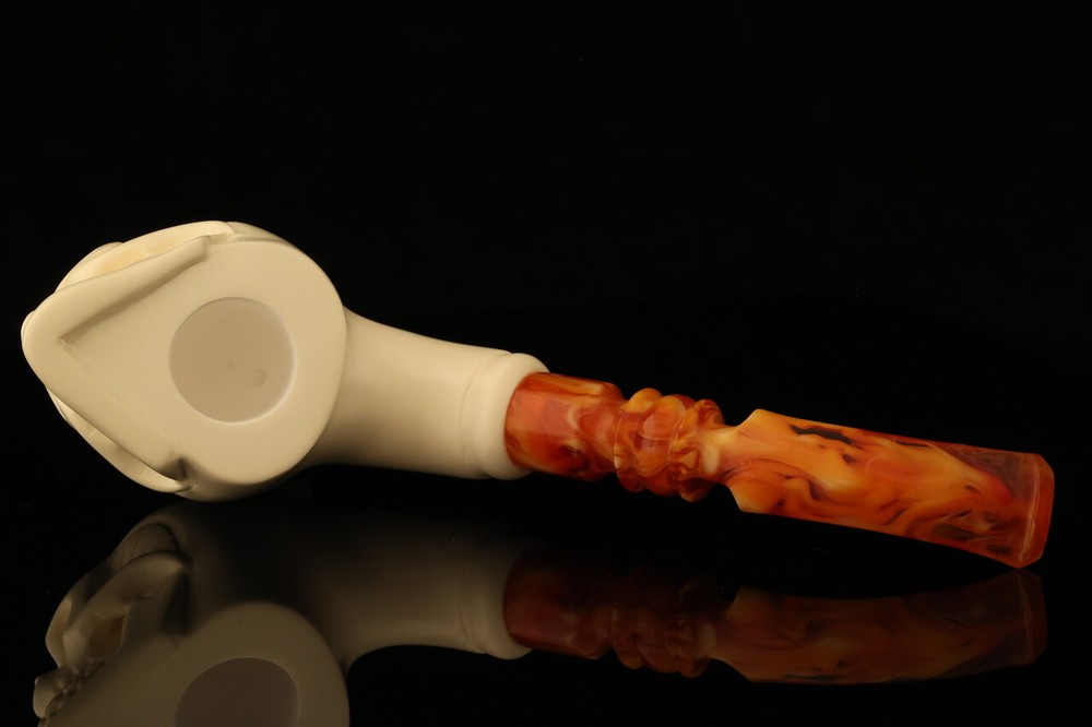 Skull Block Meerschaum Pipe with custom CASE 13046