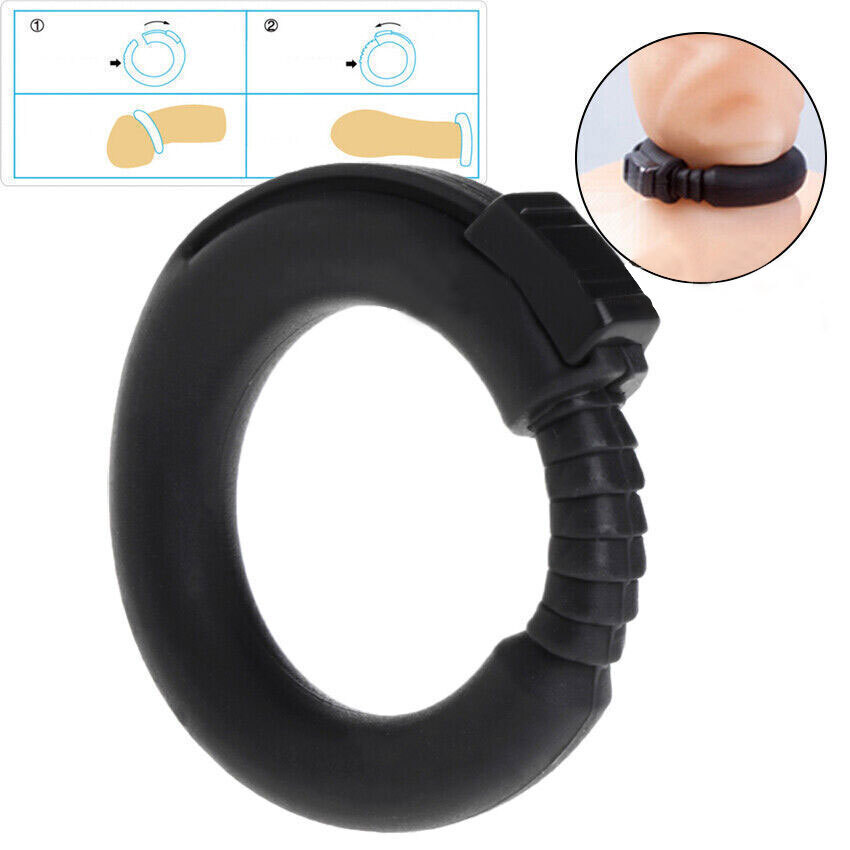Male Adjustable Silicone Penis Cock Ring Enhancer-Prolonging Delay-Ejaculation