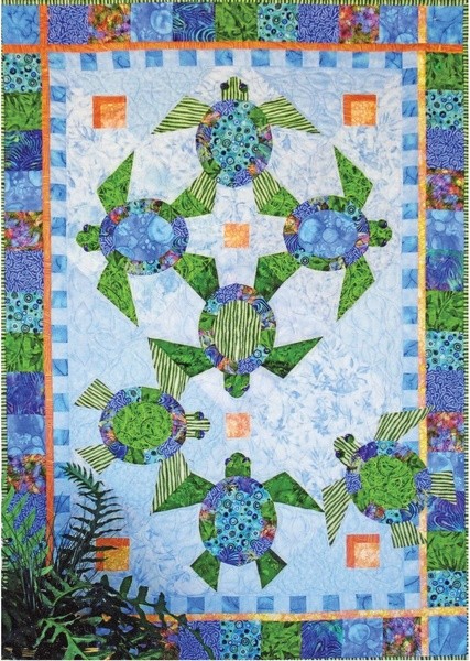 Shell We Dance? 7 Turtles Dancing~Java House Quilts 40" x 56" Lap Quilt Pattern