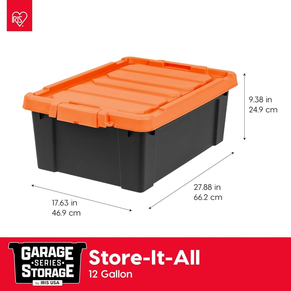 Lockable Storage Box with Lid, 2-Piece, Heavy Duty, Stackable Containers