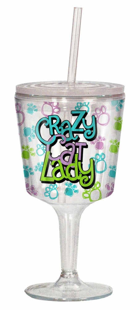 Spoontiques Crazy Cat Lady Goblet, Multi Colored