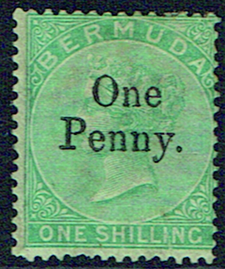 BERMUDA 1875 One Penny. on 1s green mounted - 42266