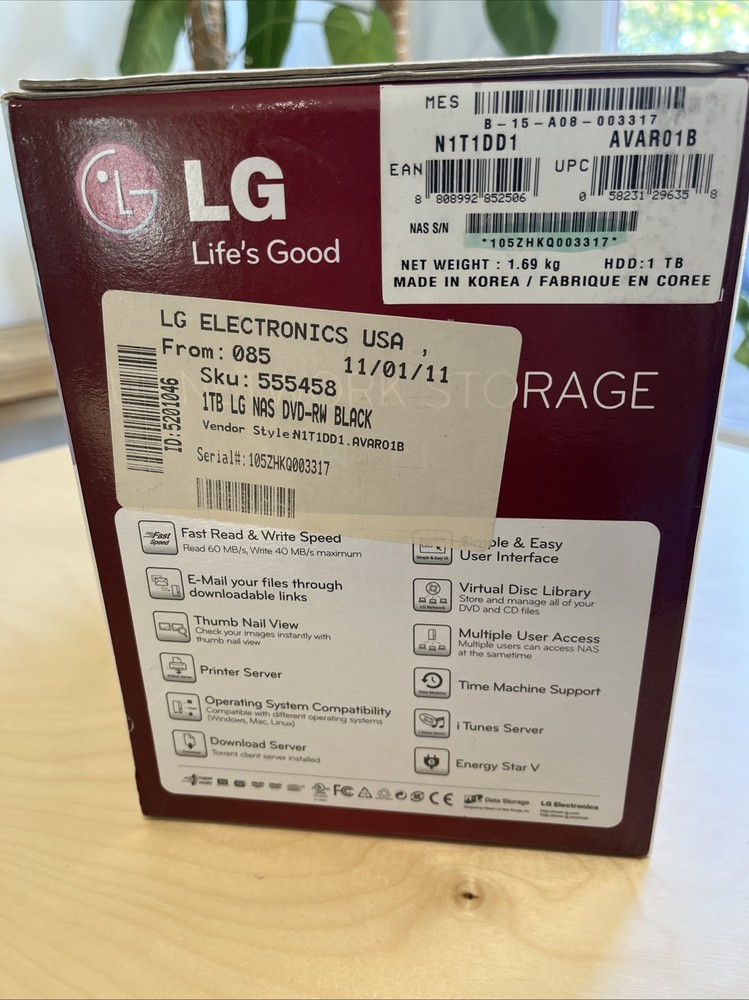LG NETWORK STORAGE N1T1 EXTERNAL HDD 1TB - Open Box