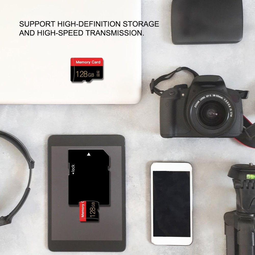 2 Pack Micro Memory Card 128 GB with Adapter, 128GB*2-S1, Red