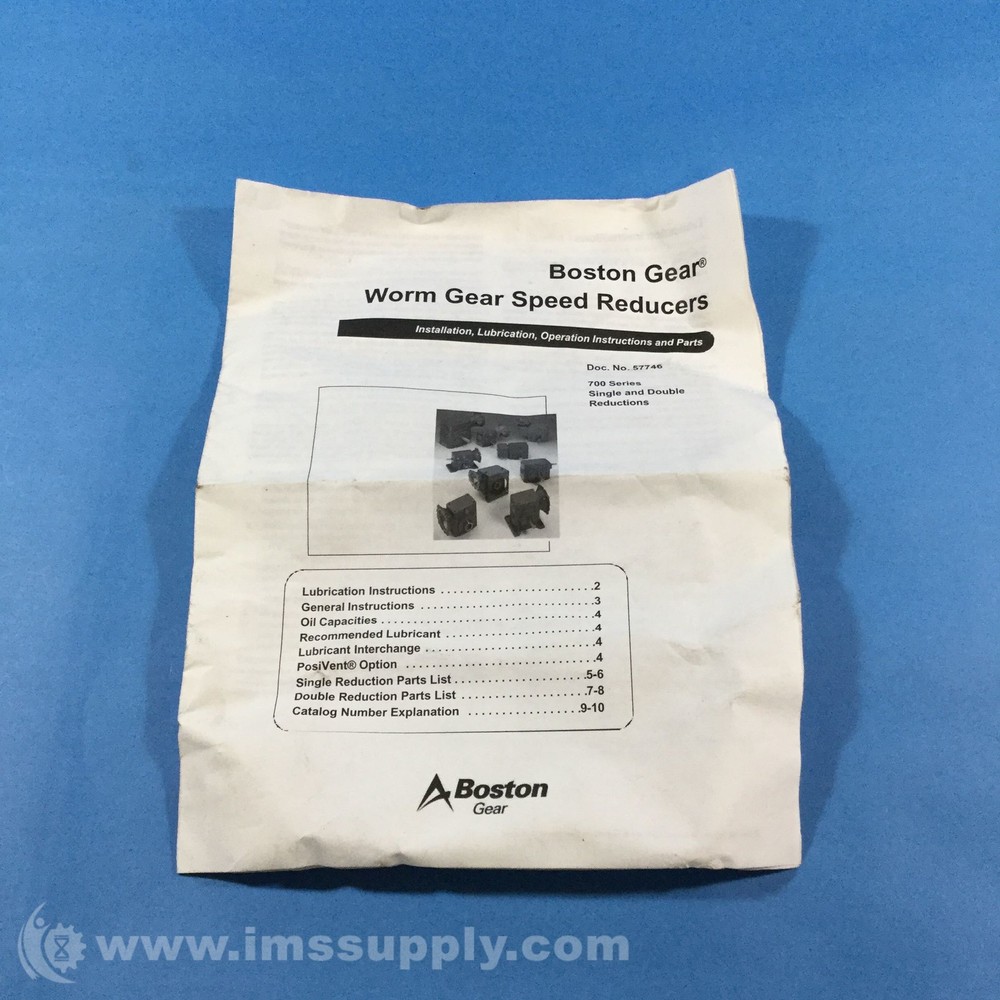 Boston Gear 57746 Installation, Operation Instructions USIP