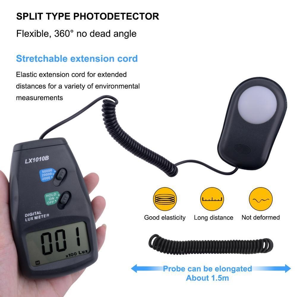 12-Digit LCD Display Digital Light Meter LX-1010B illuminance Meter Tool