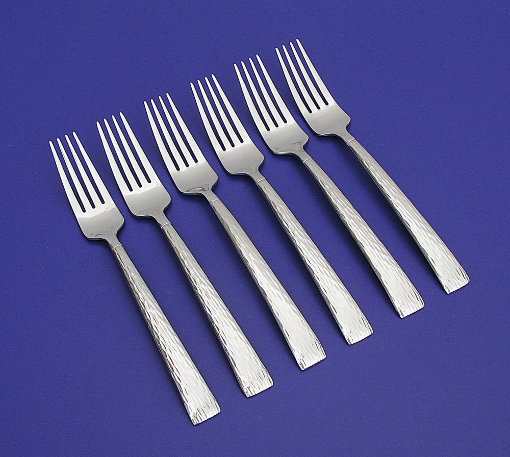 (6) HAMPTON ARGENT BROCADE - 8" DINNER FORKS - STAINLESS FLATWARE - VERY NICE