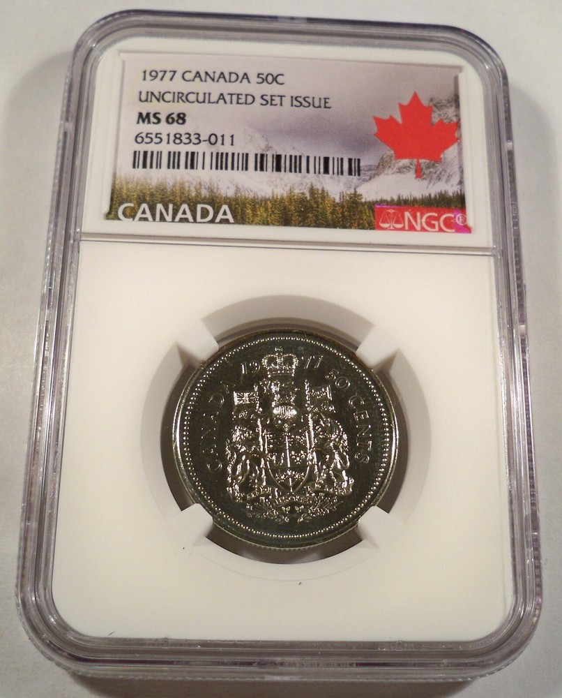 1977 CANADA NGC MS68 HALF DOLLAR 50c MS 68