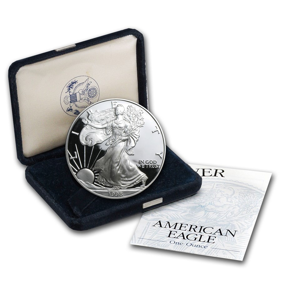 1998 P Proof Silver Eagle w/Box & COA ~ PRISTINE ~