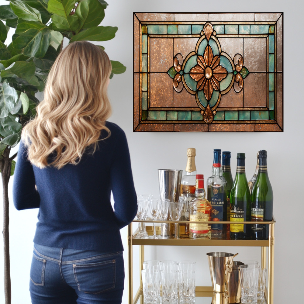 Stained Glass Look Kitchen Backsplash, Pattern Tile One Piece Tempered Glass Kit