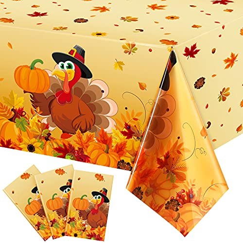 Pieces Thanksgiving Tablecloths Fall Leaf Tablecovers Turkey Tablecloth 3