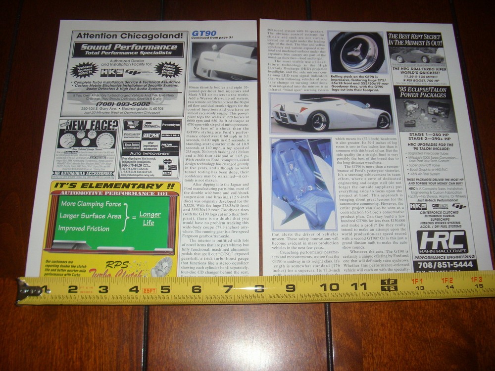FORD GT90 CONCEPT CAR - ORIGINAL 1995 ARTICLE